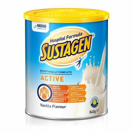 Sustagen Hospital Formula Active - 840g Tin - Range of Flavours - Case Buy