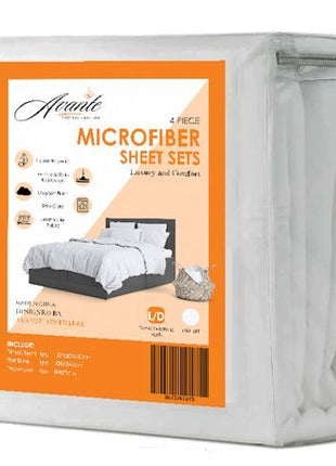 Avante Microfibre Bed Sheet Set - White or Grey