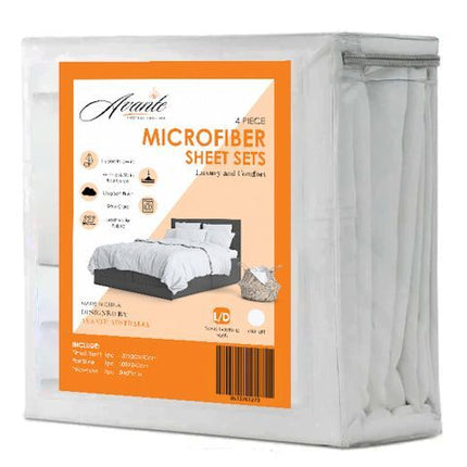 Avante Microfibre Bed Sheet Set - White or Grey