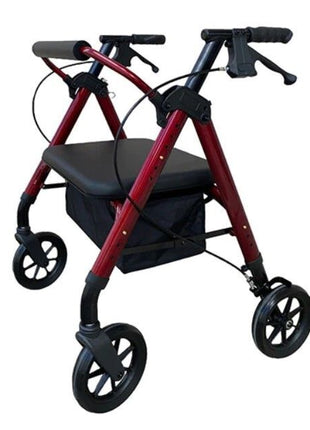 Star Adjustable Seat Height Rollator - 8" Red