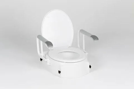 Raised Toilet Seat with Armrests - Adjustable Height